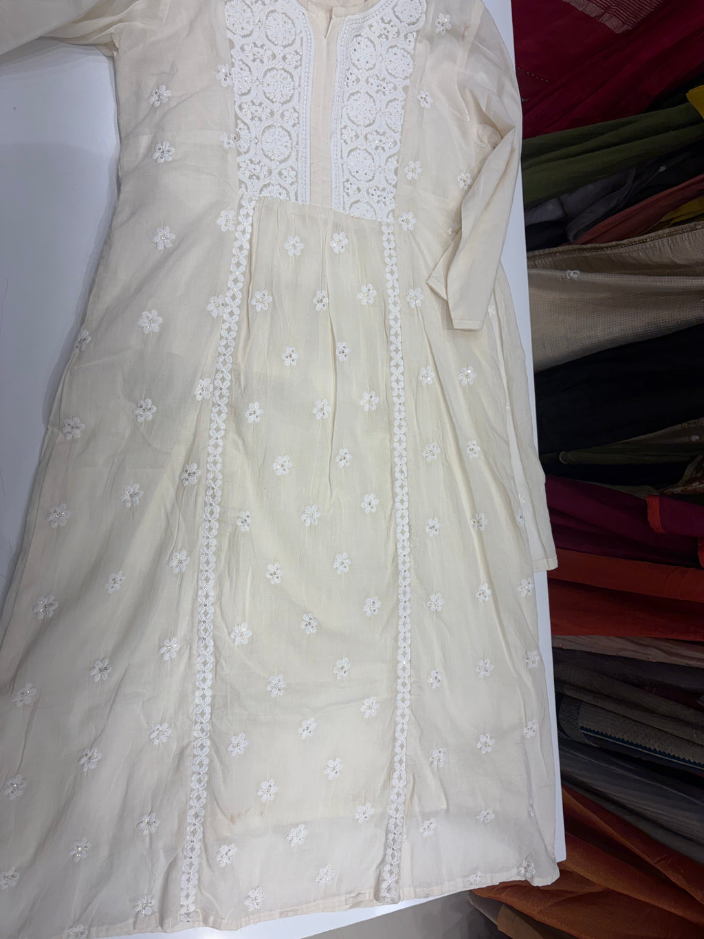 The Ivory Equation – Chikankari A-Line Suit Set ⭐