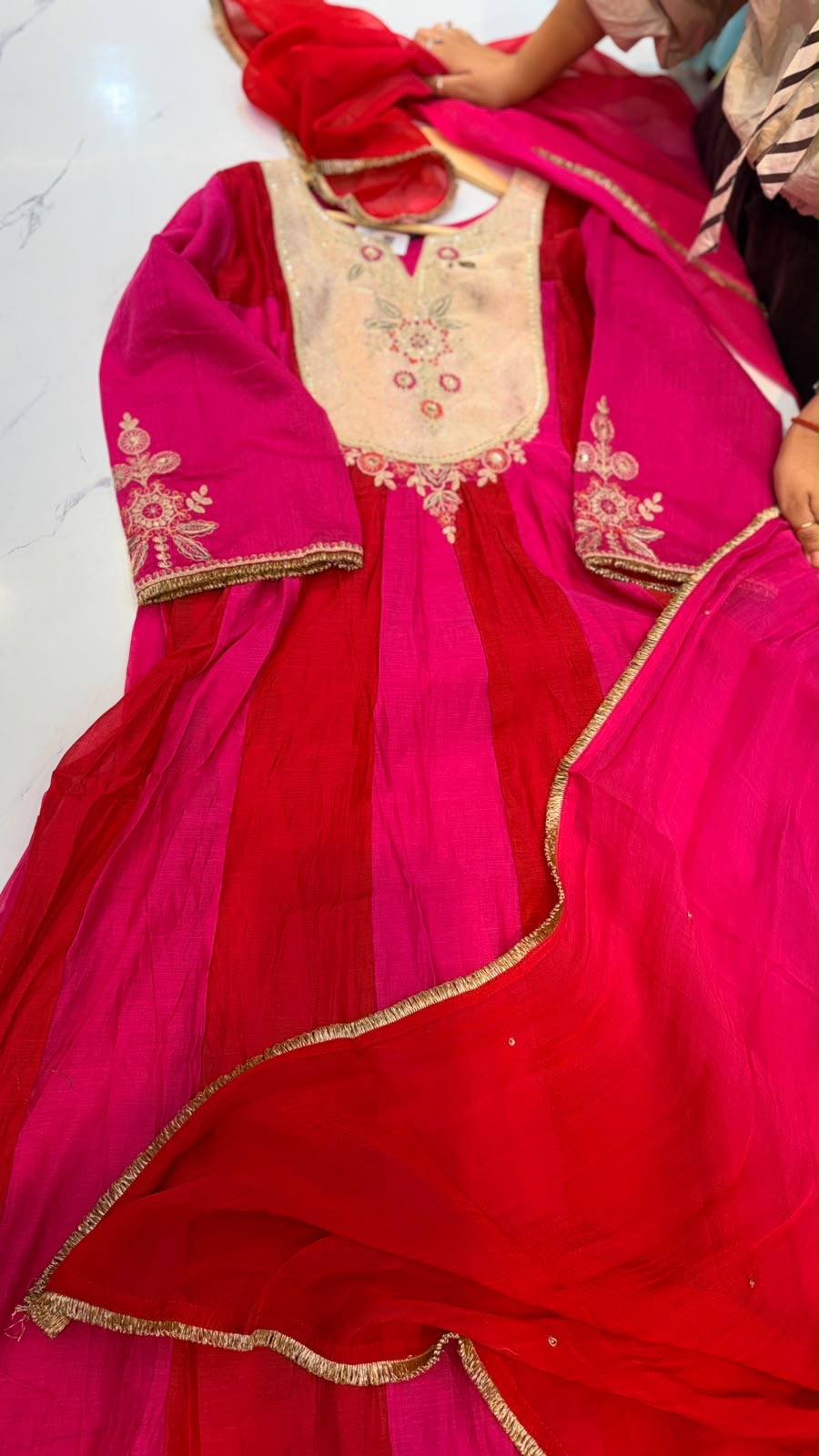 A Love Letter in Fuchsia – Luxury Anarkali Style Suit Set ✨