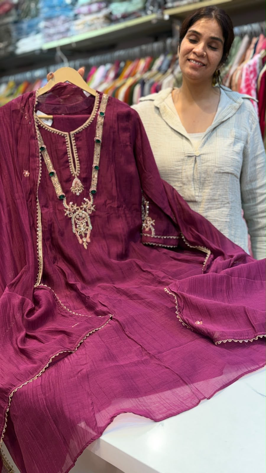 The Jewel Lineage – Luxe Mul Chanderi Suit Set