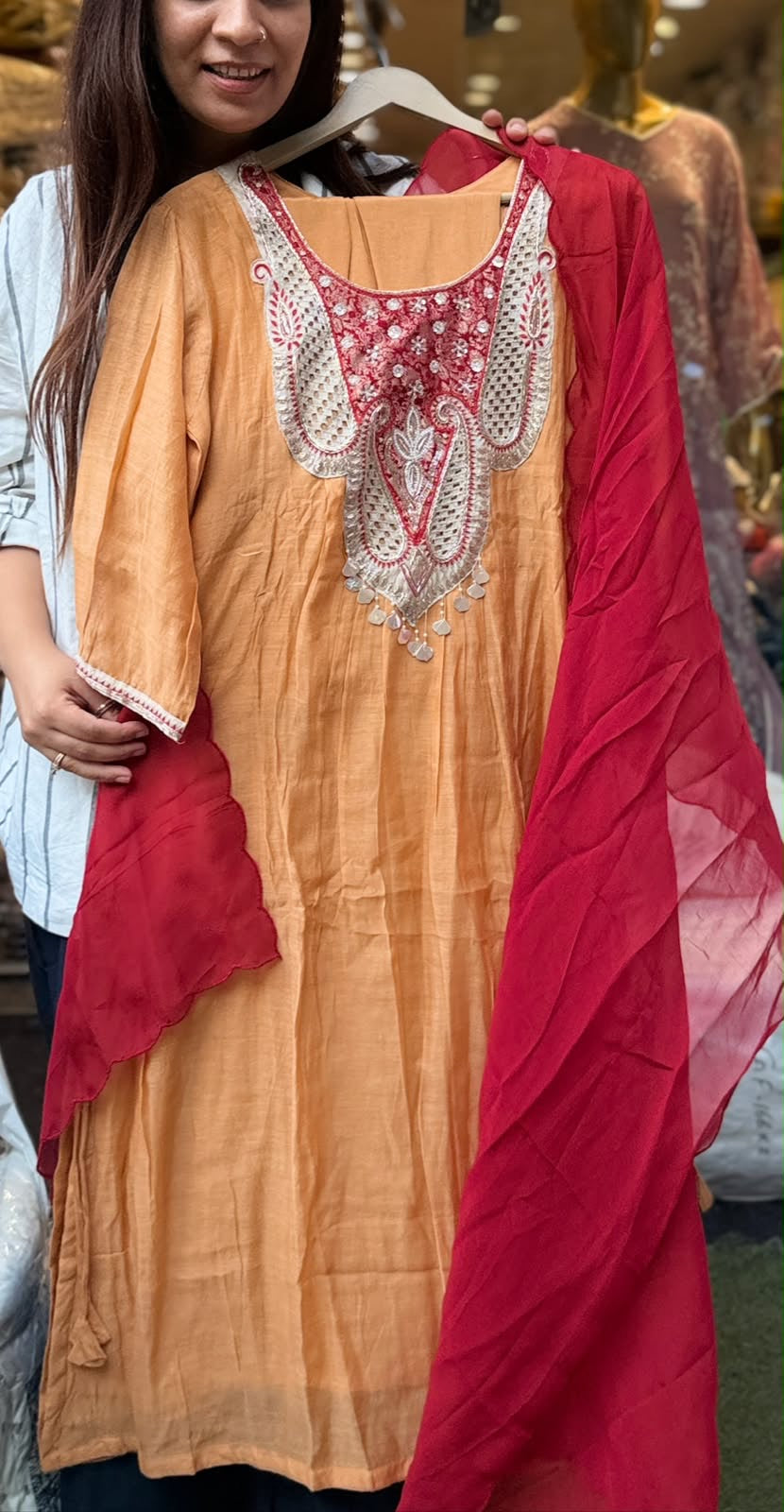 Rouge Royale Mul Chanderi Suit Set