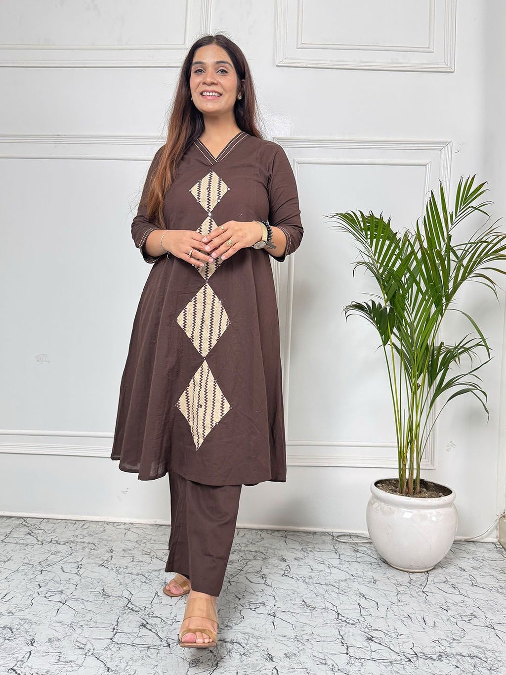 Cocoa Charm Cotton Kurta Set