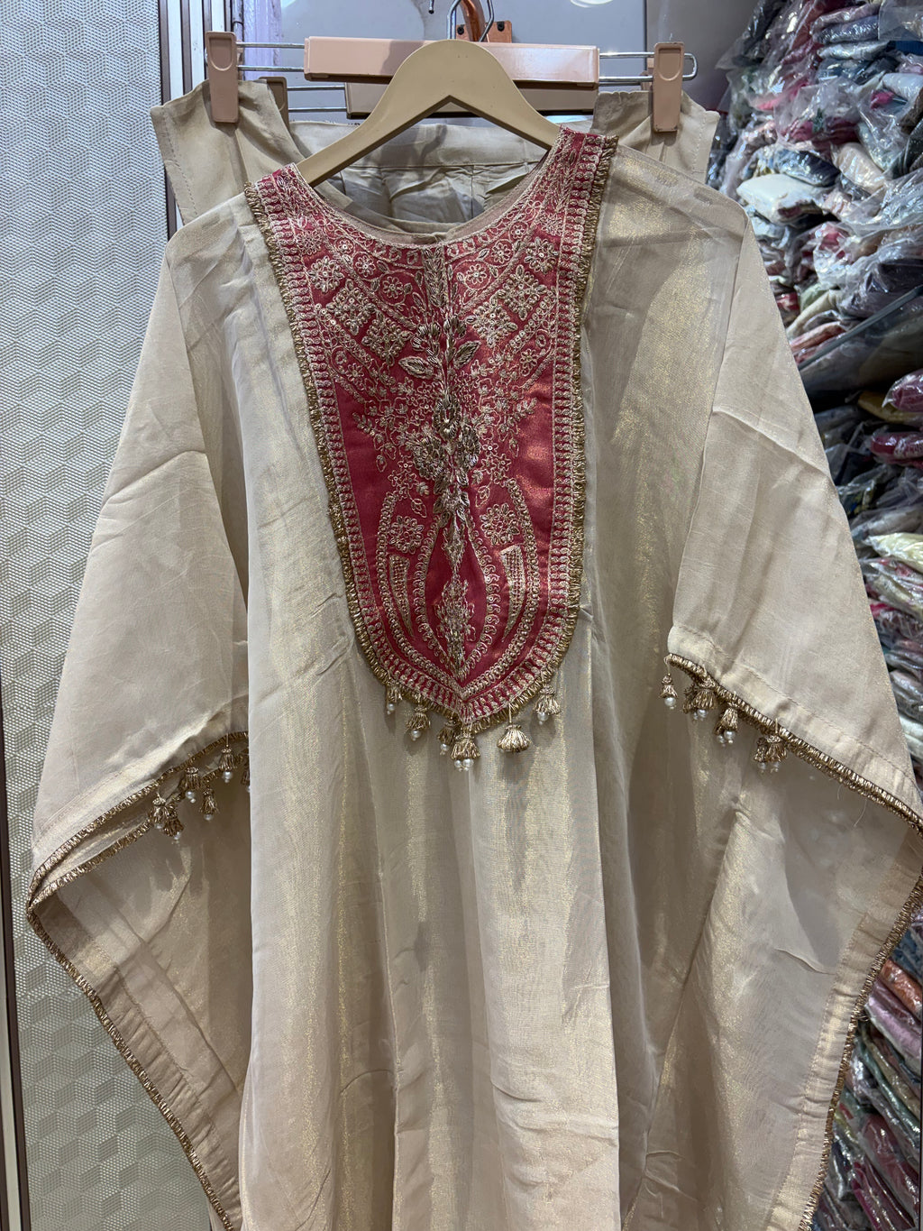 A Whisper of Gold, A Blush of Rose – Festive Kaftan Set ✨