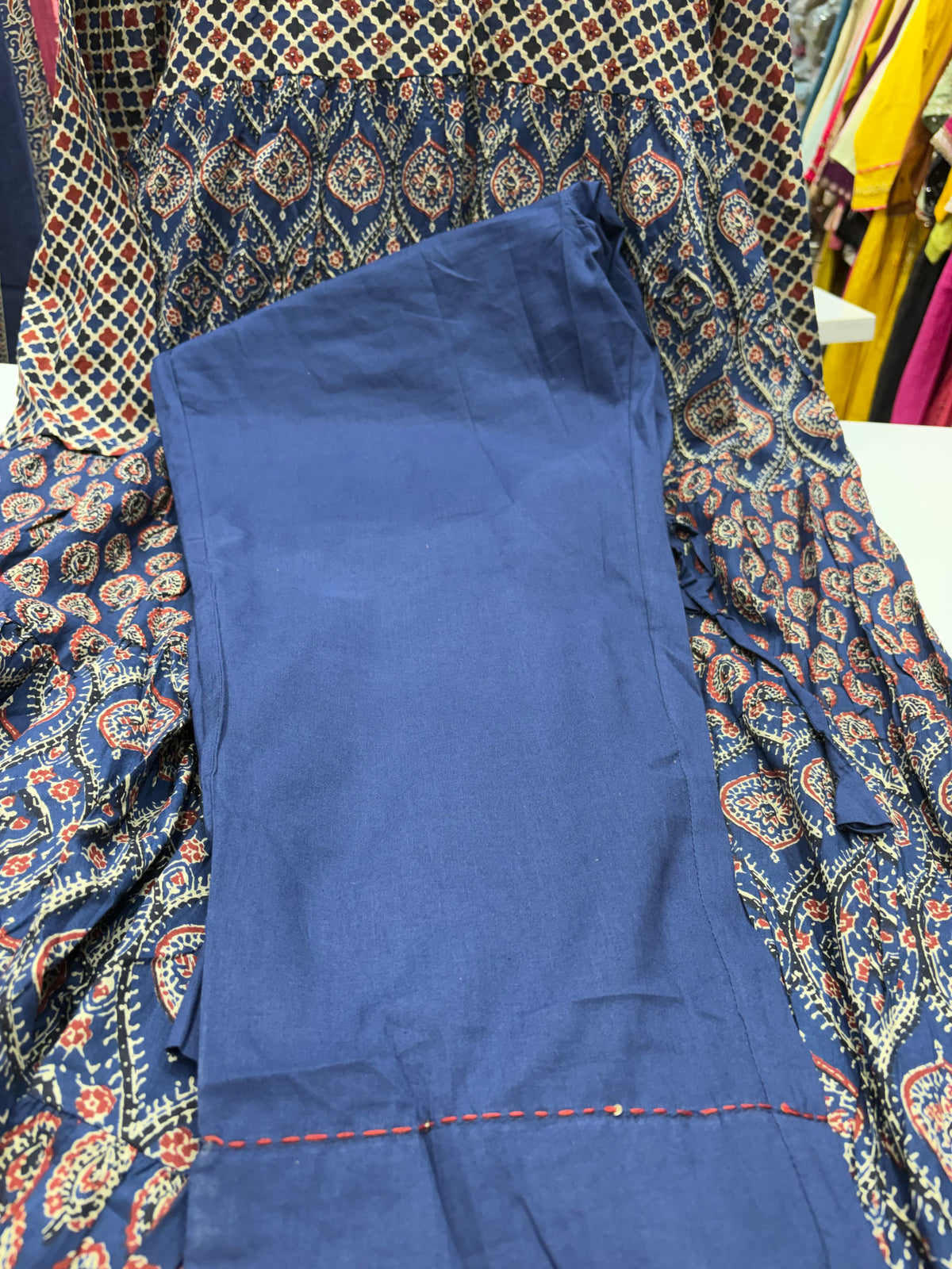 Indigo Rhythm – Printed Tiered Anarkali Dress