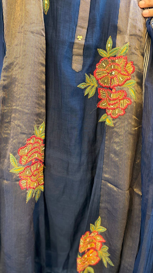 Midnight Bloom Mul Chanderi Suit Set