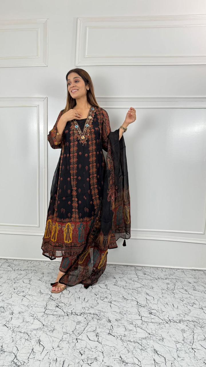 Noir Heritage Organza Suit Set