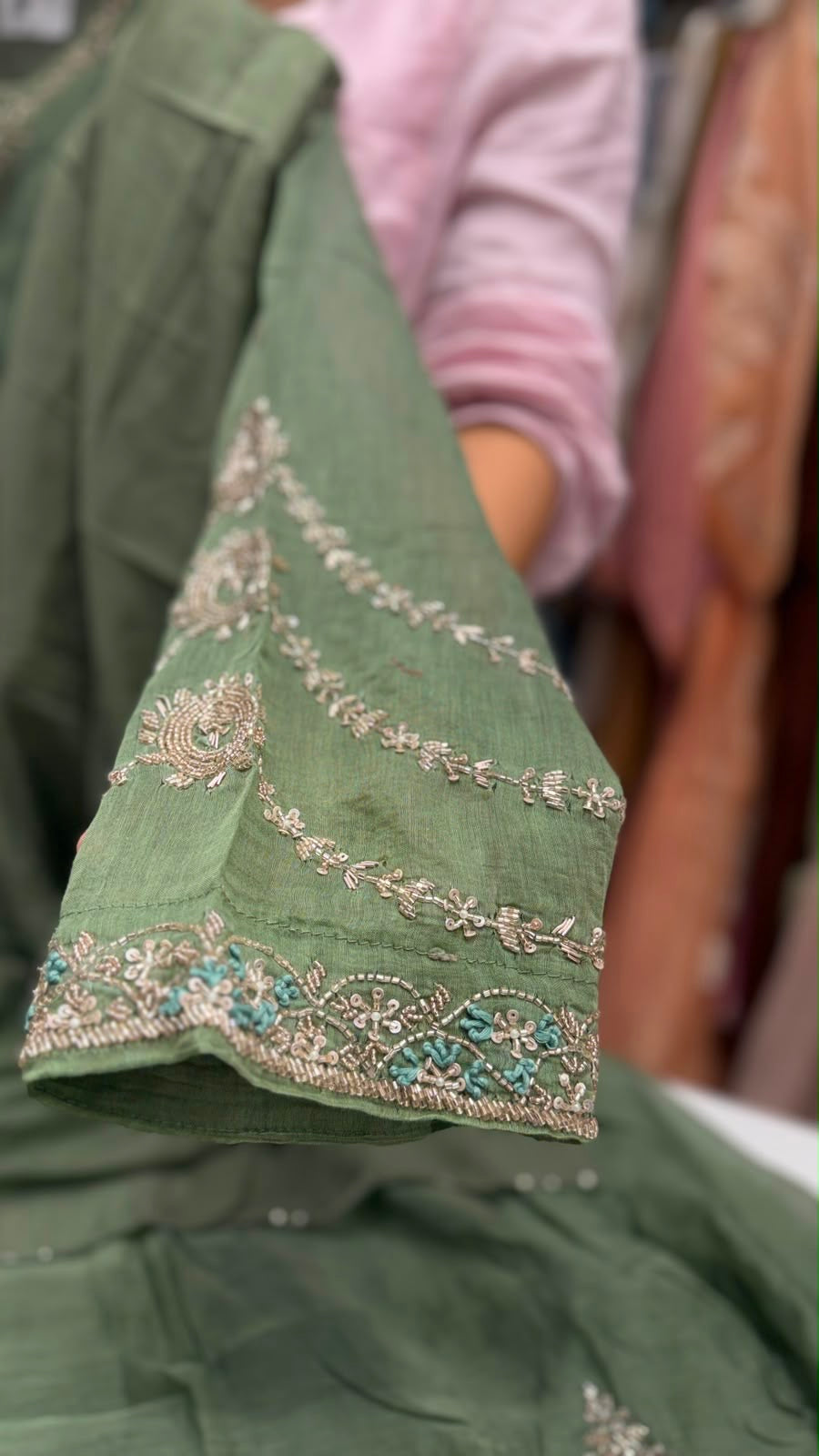 Celadon Constellation Mul Chanderi Suit Set
