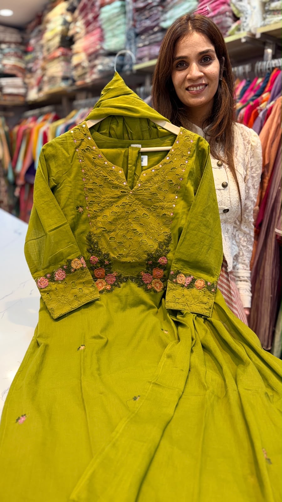 Floral Cutwork Embroidered Suit Set