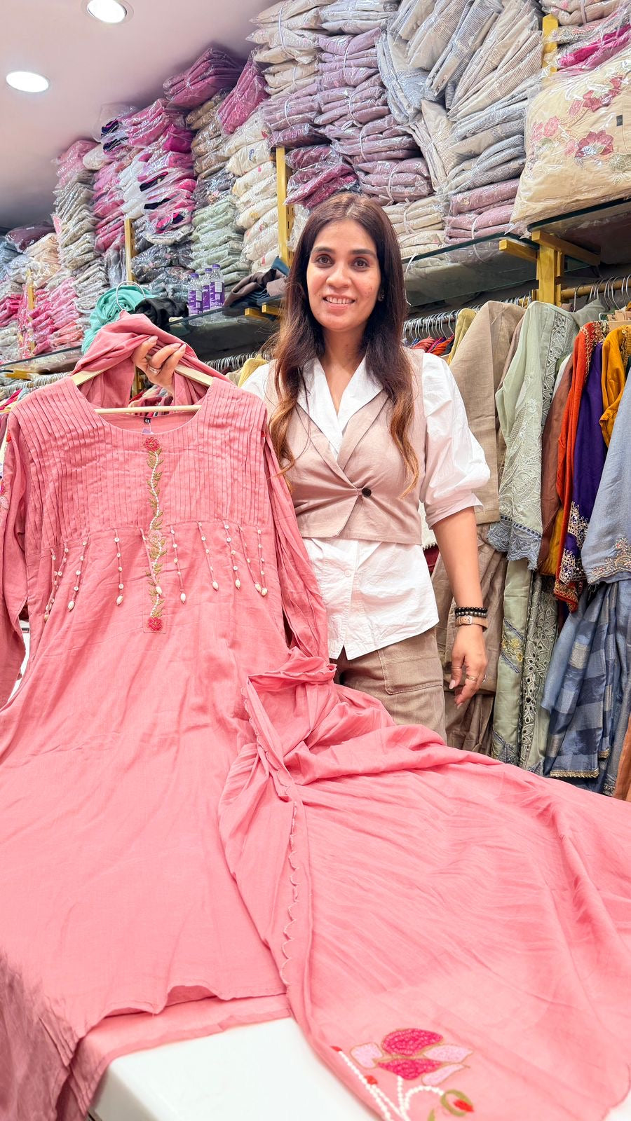 Muted Bloom Mul Chanderi Set