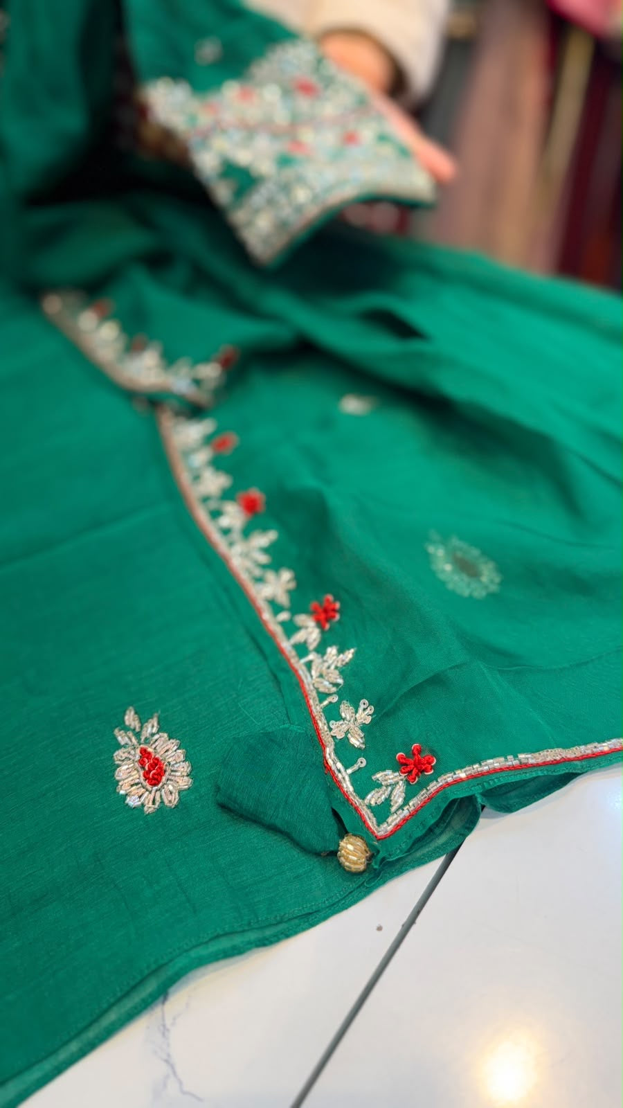A Little Sparkle, A Lot of Charm – Embroidered Mul Chanderi Set ✨