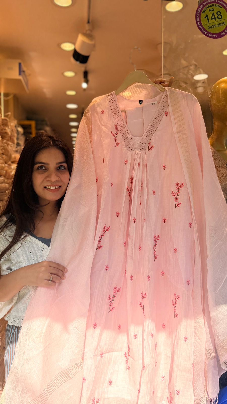 Pink Mist Mul Chanderi ~ Luxe