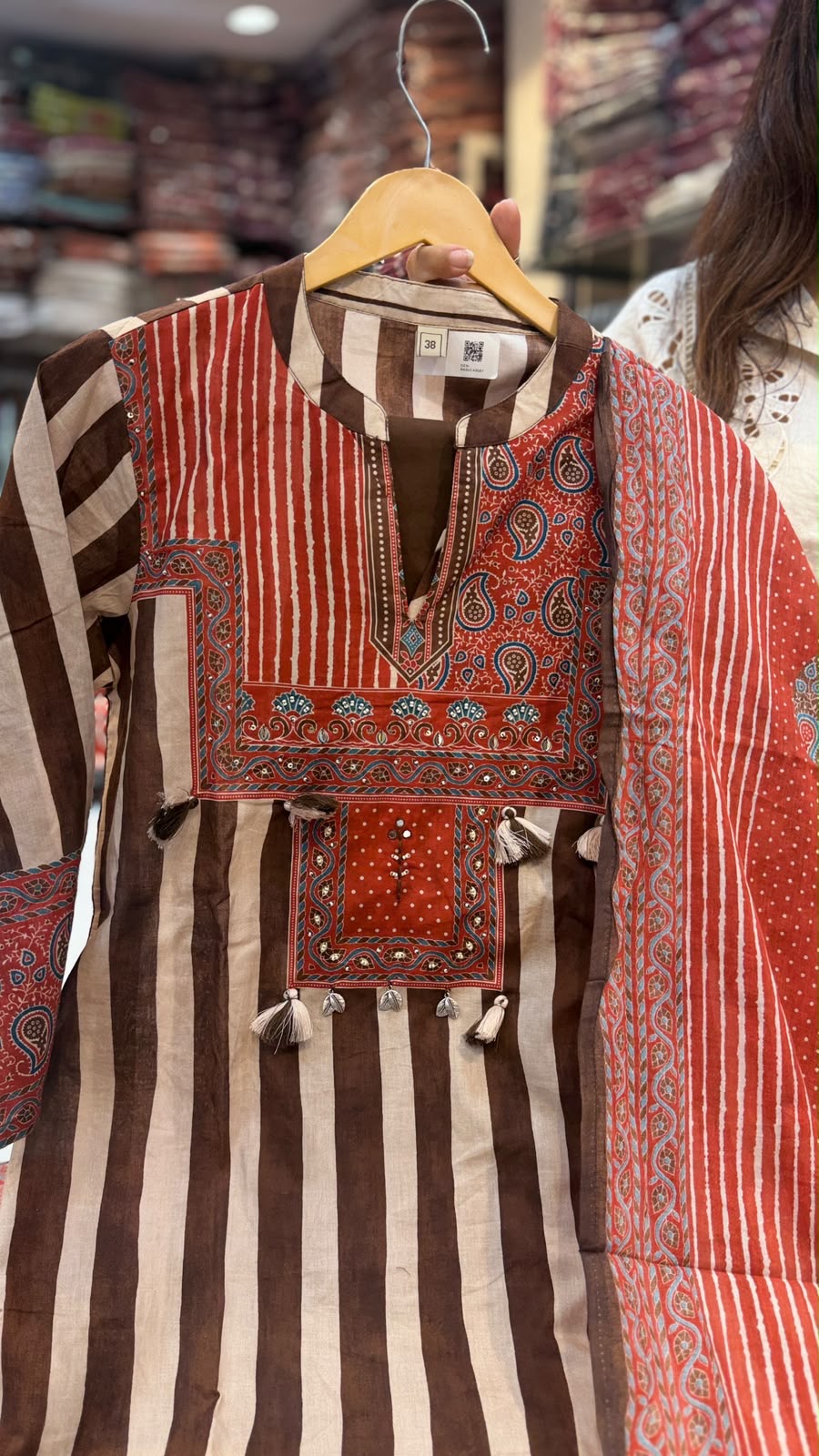 When Stripes Met Ajrakh – Printed Suit Set