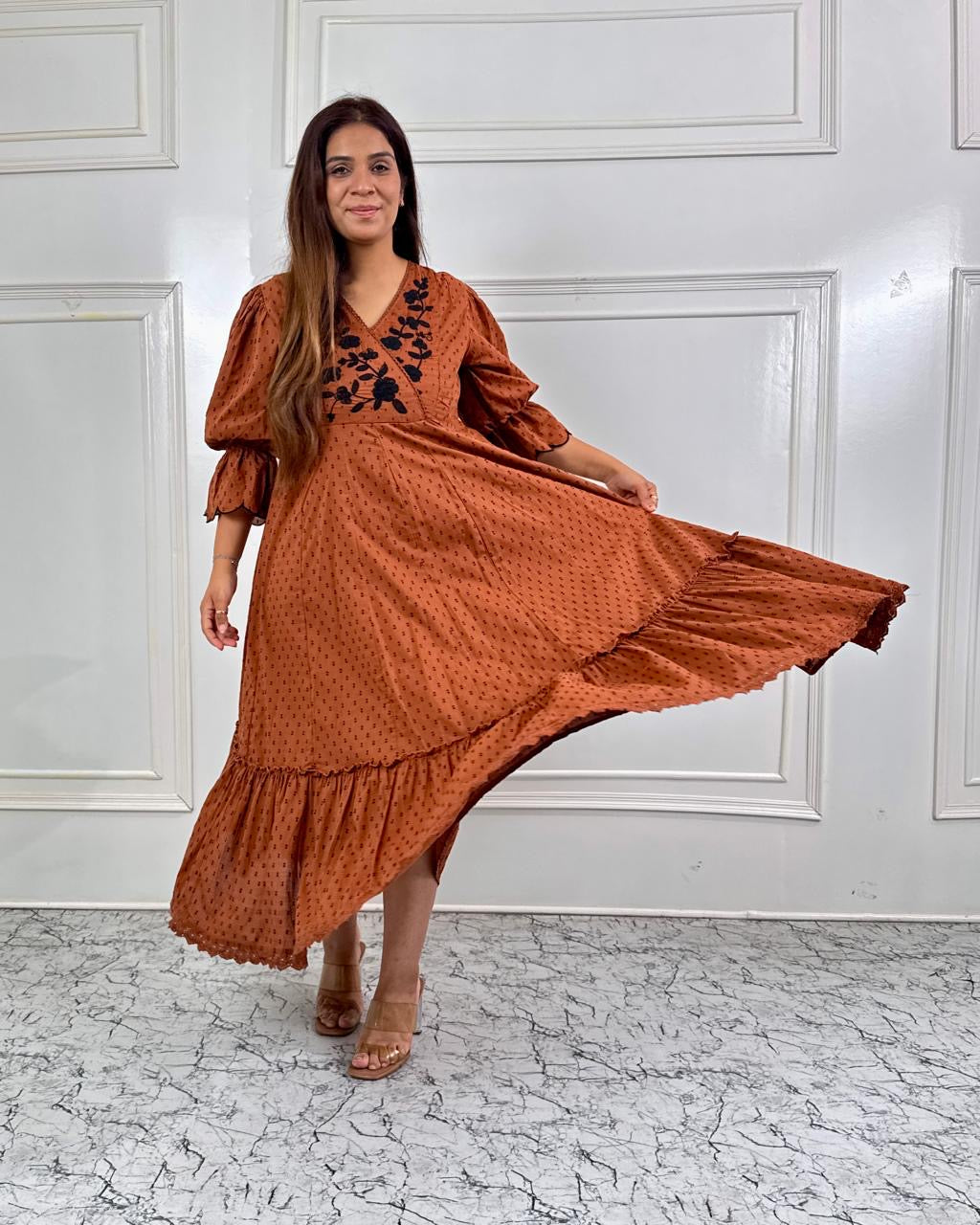 Cinnamon Bloom Tiered Dress