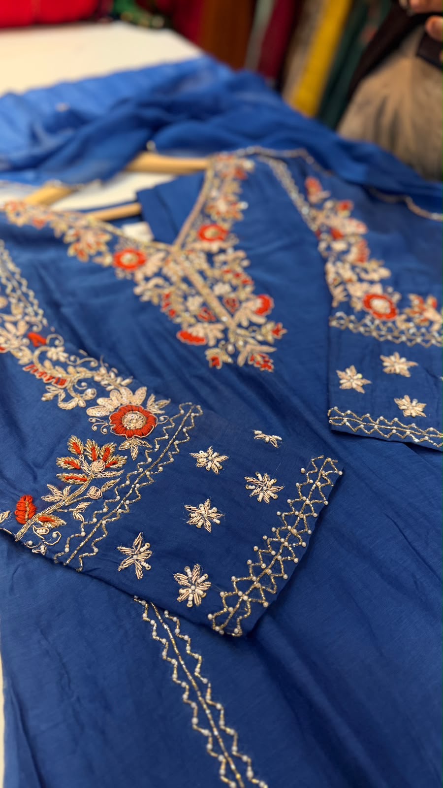 A Tale of Two Blooms – Mul Chanderi Suit Set