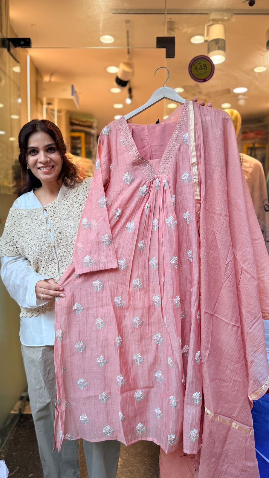 Dreaming in Blush Tones ~ Mul Chanderi
