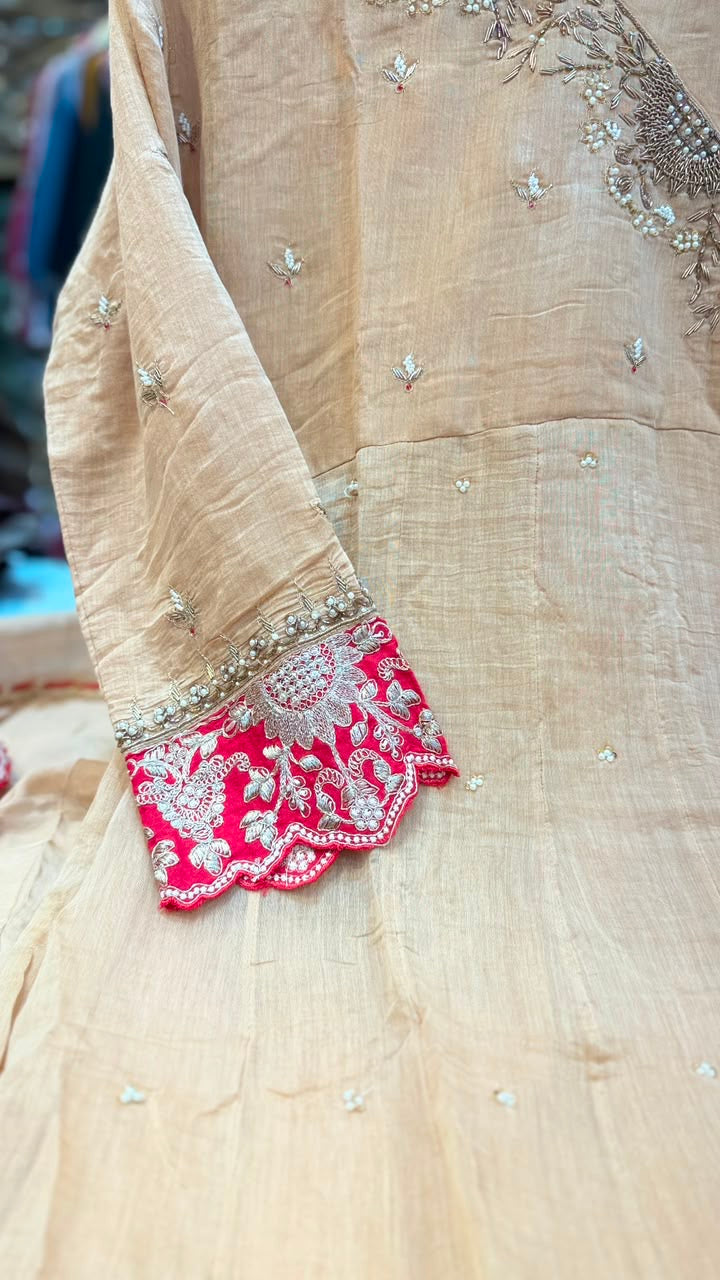 Rosé Royale – Angrakha Mul Chanderi Suit Set