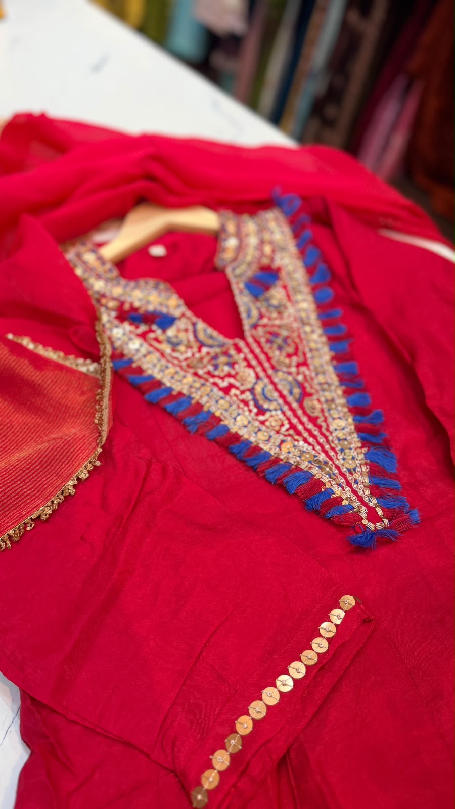 The Colour Contrast Affair – Embroidered Festive Suit Set