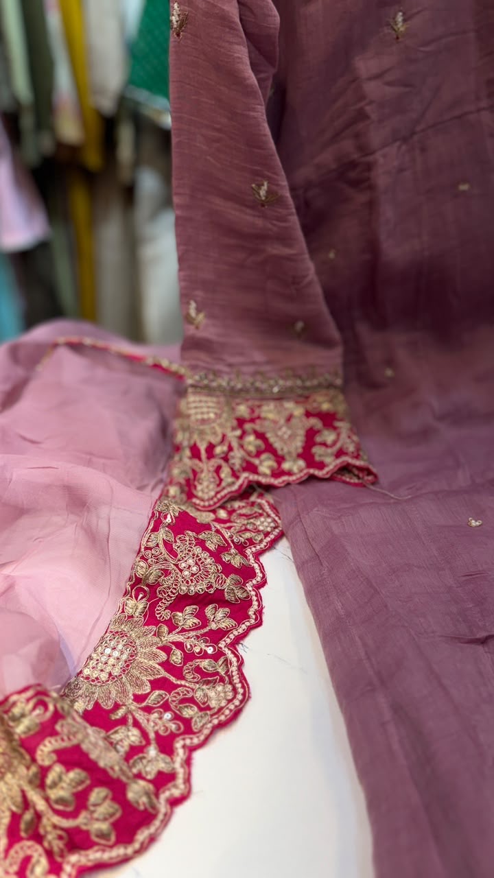 Rosé Royale – Angrakha Mul Chanderi Suit Set