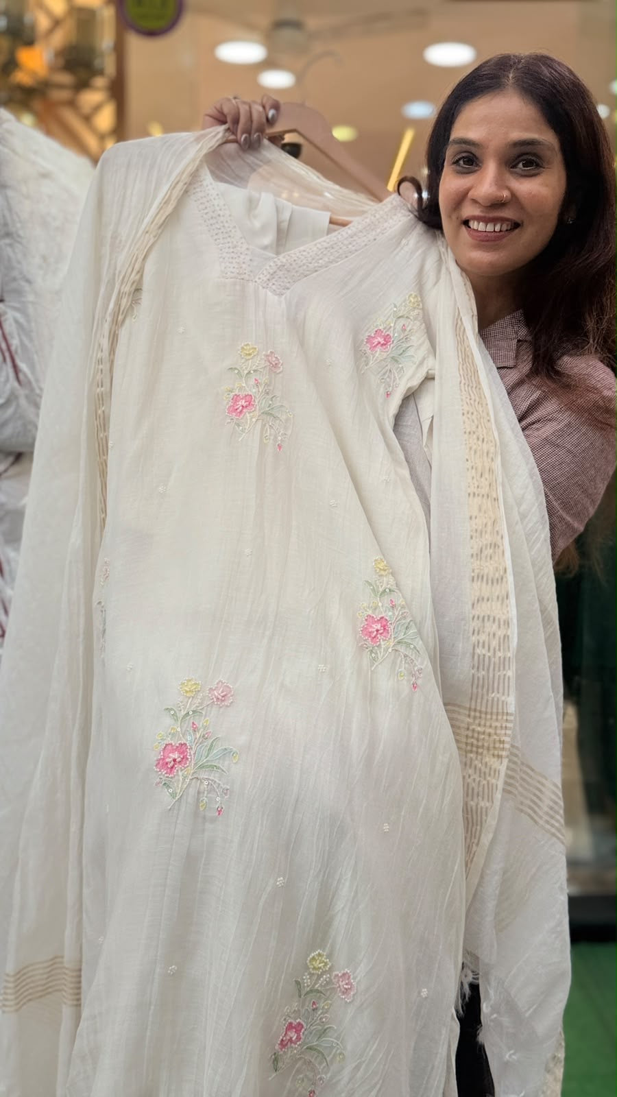 Flowers, Barely There – Mul Chanderi Suit Set