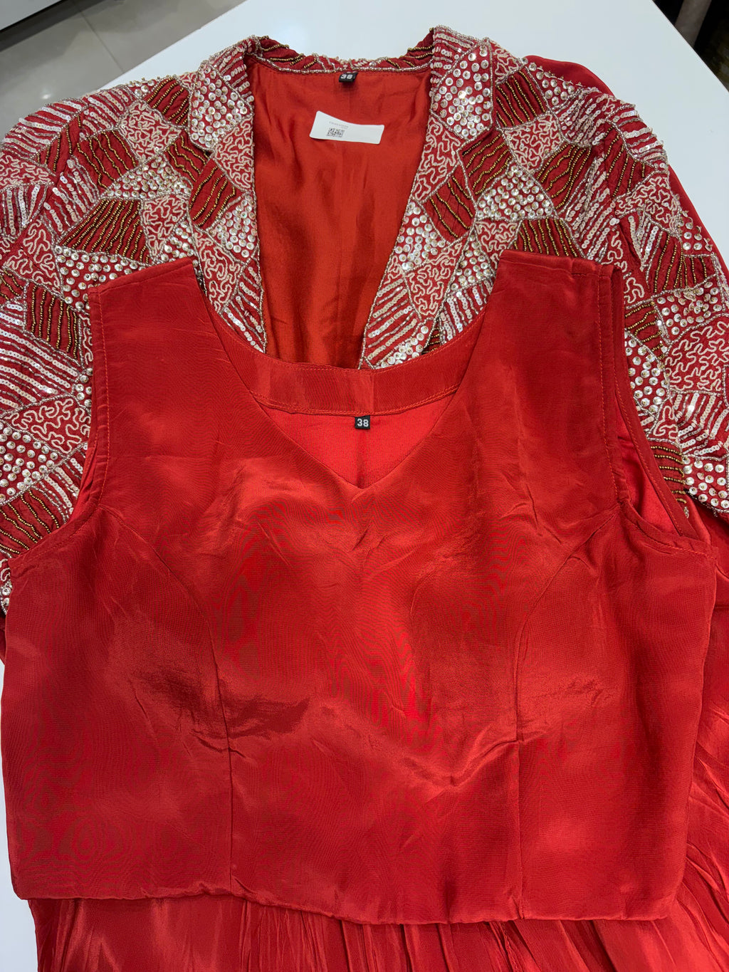 Crimson Beyond Ordinary – Luxury Dhoti Skirt Set { Limited Edition }
