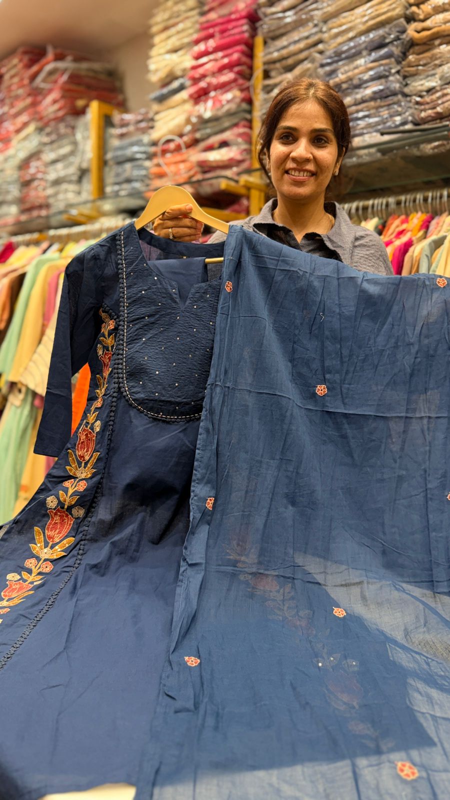Midnight Blue Embroidered Suit Set