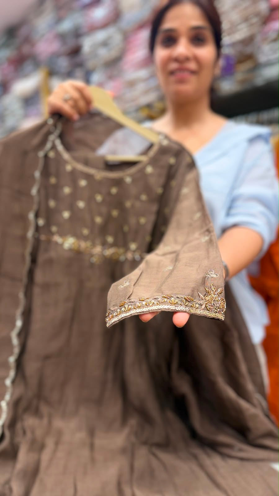 Moss & Mocha Heirloom – Mul Chanderi Suit Set