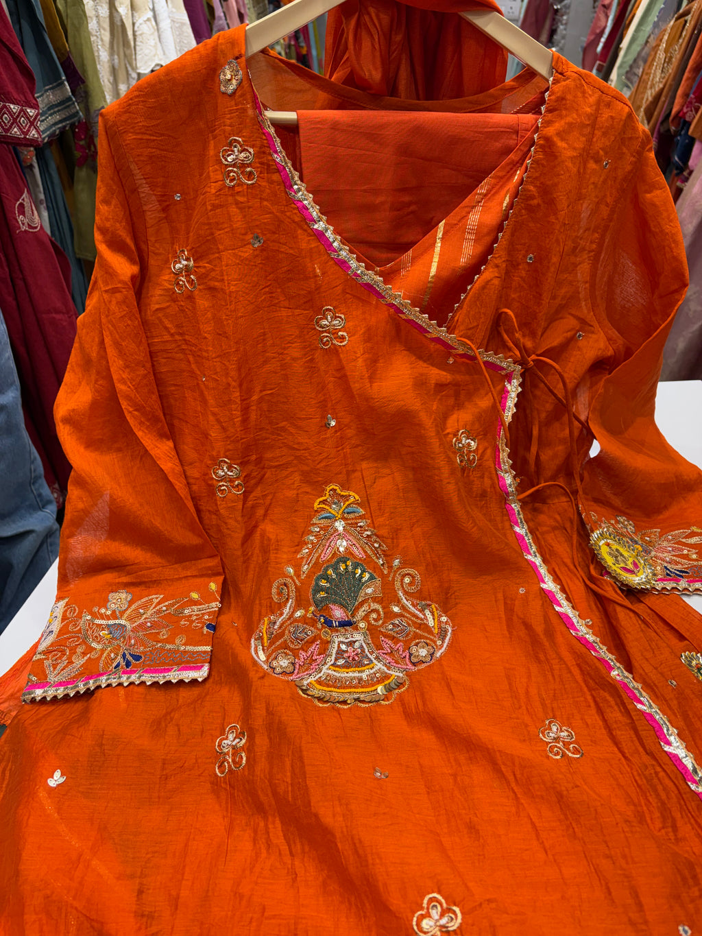 The Angrakha in Ember – Mul Chanderi Suit Set ⭐
