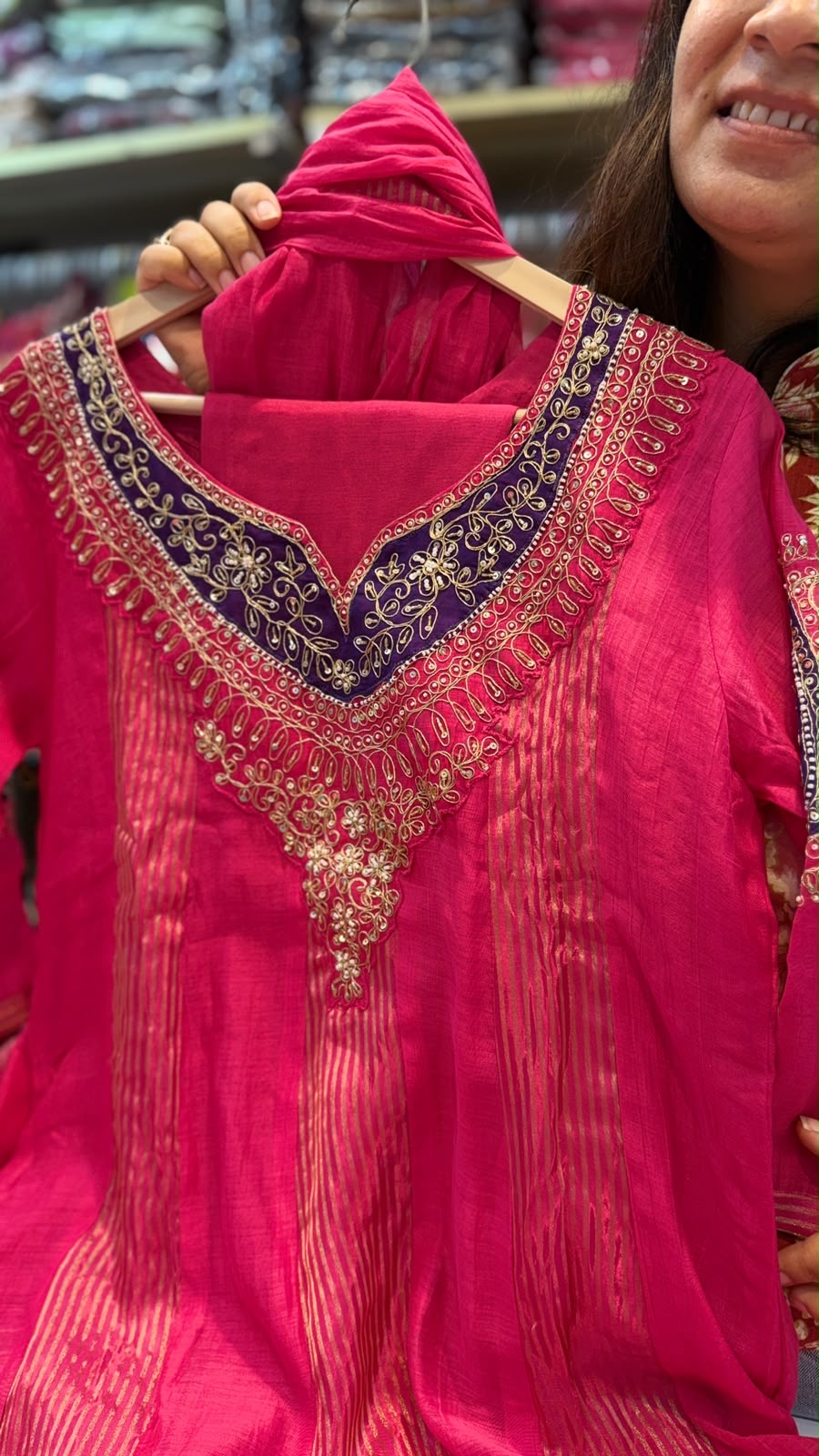 The Contrast Crown – Mul Chanderi Suit Set