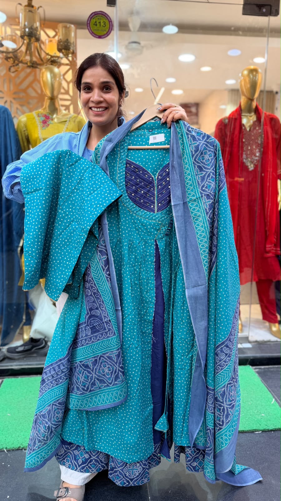 The Bandhani Geometry – Anarkali Suit Set ⭐