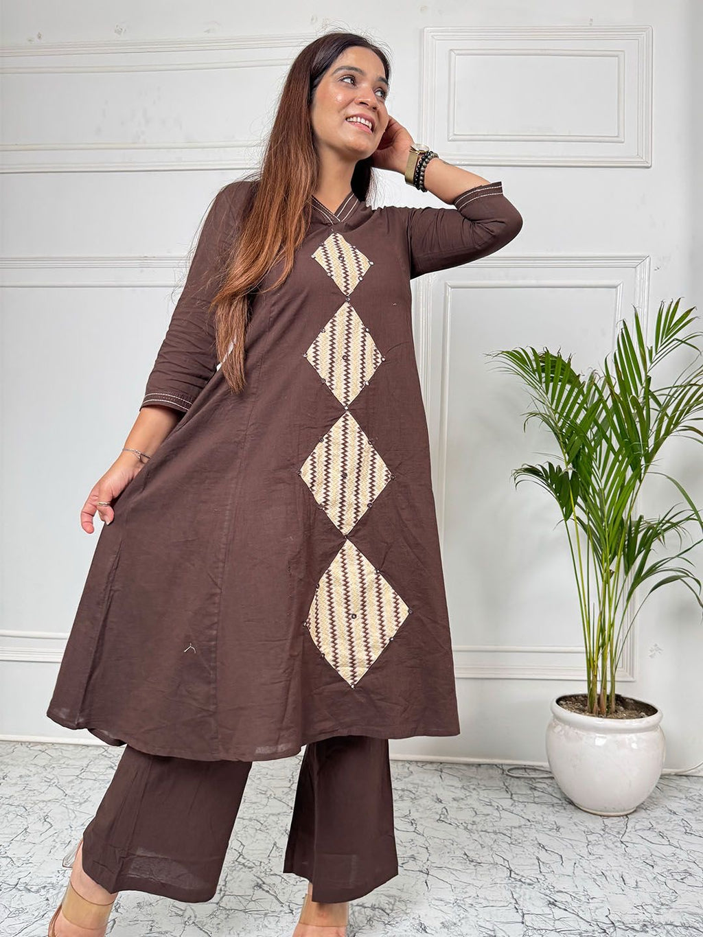 Cocoa Charm Cotton Kurta Set