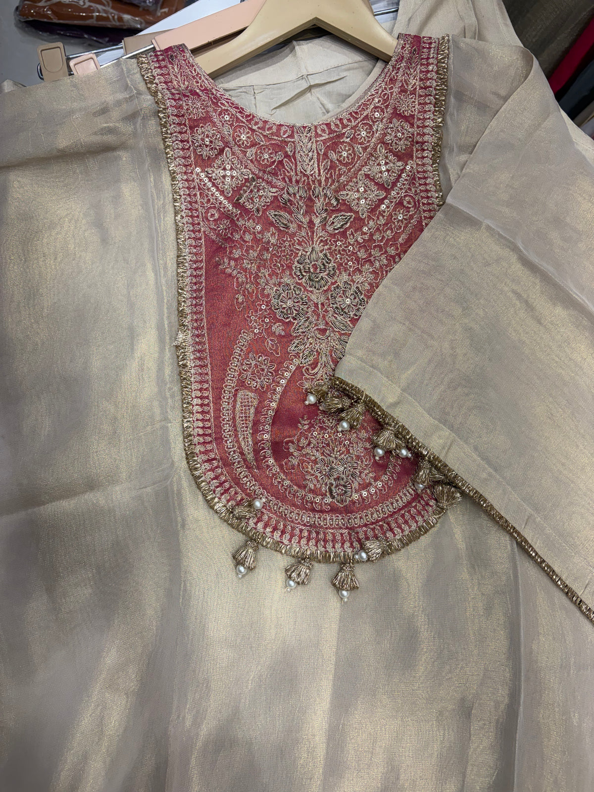 A Whisper of Gold, A Blush of Rose – Festive Kaftan Set ✨