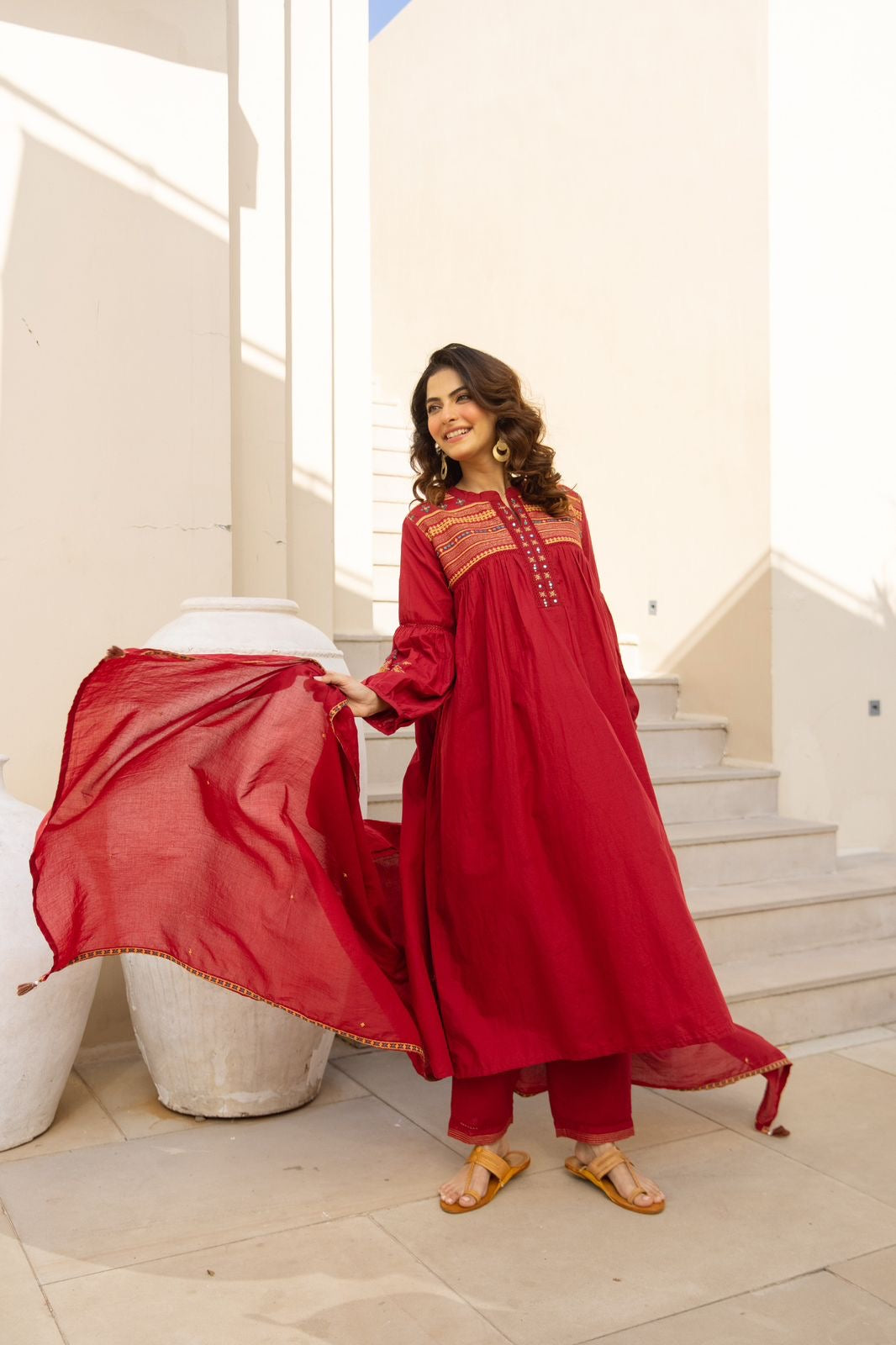 Crimson Noor Embroidered Suit Set