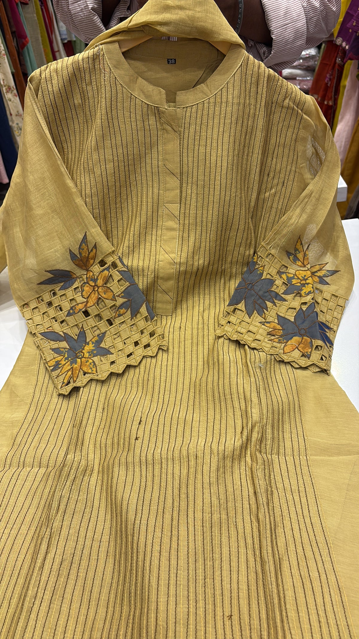 Where Flowers Meet the Grid – Cutwork Mul Chanderi Suit Set