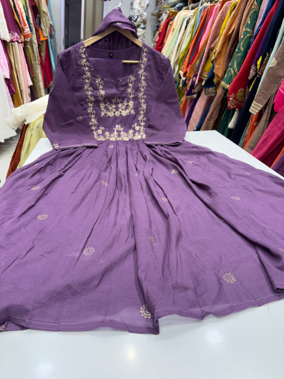Title: Plum in Full Bloom – Anarkali Suit Set