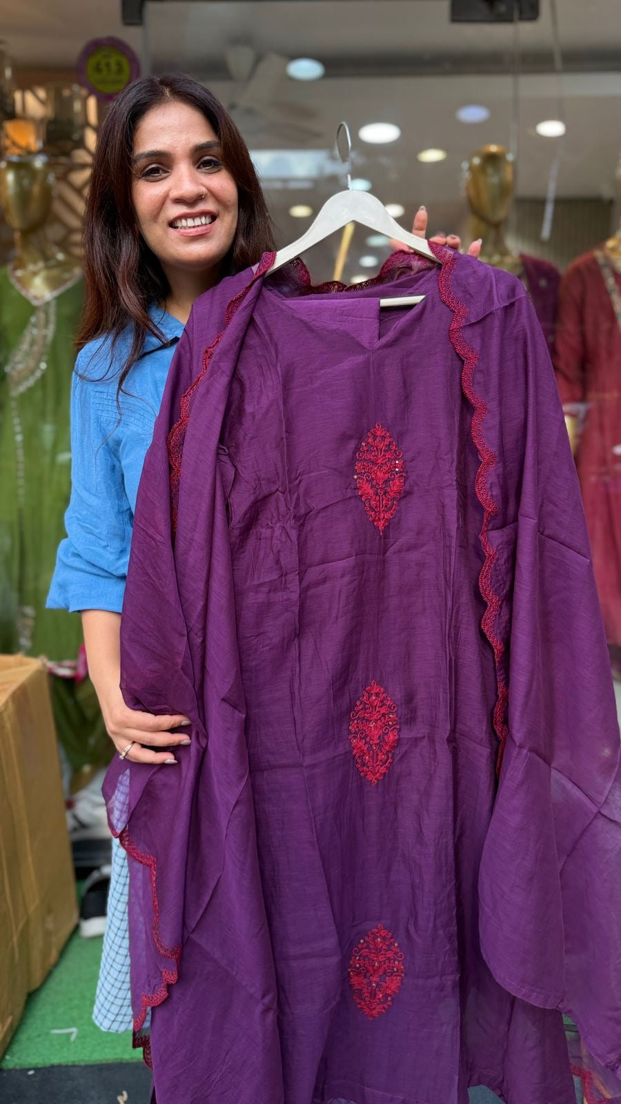 The Colour Correspondence – Mul Chanderi Suit Set