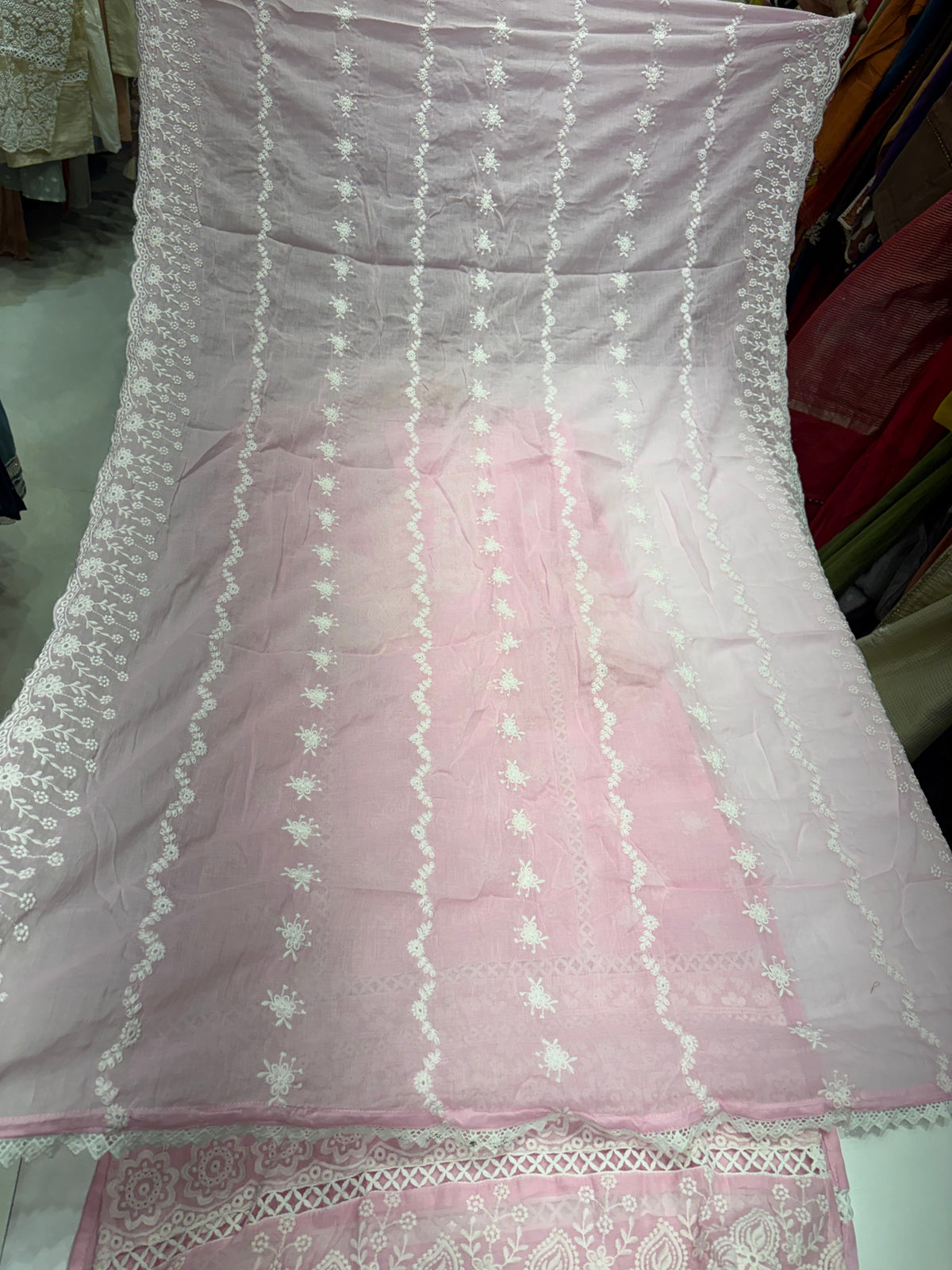 Blush Meets Ivory – Chikankari Straight Suit Set ⭐