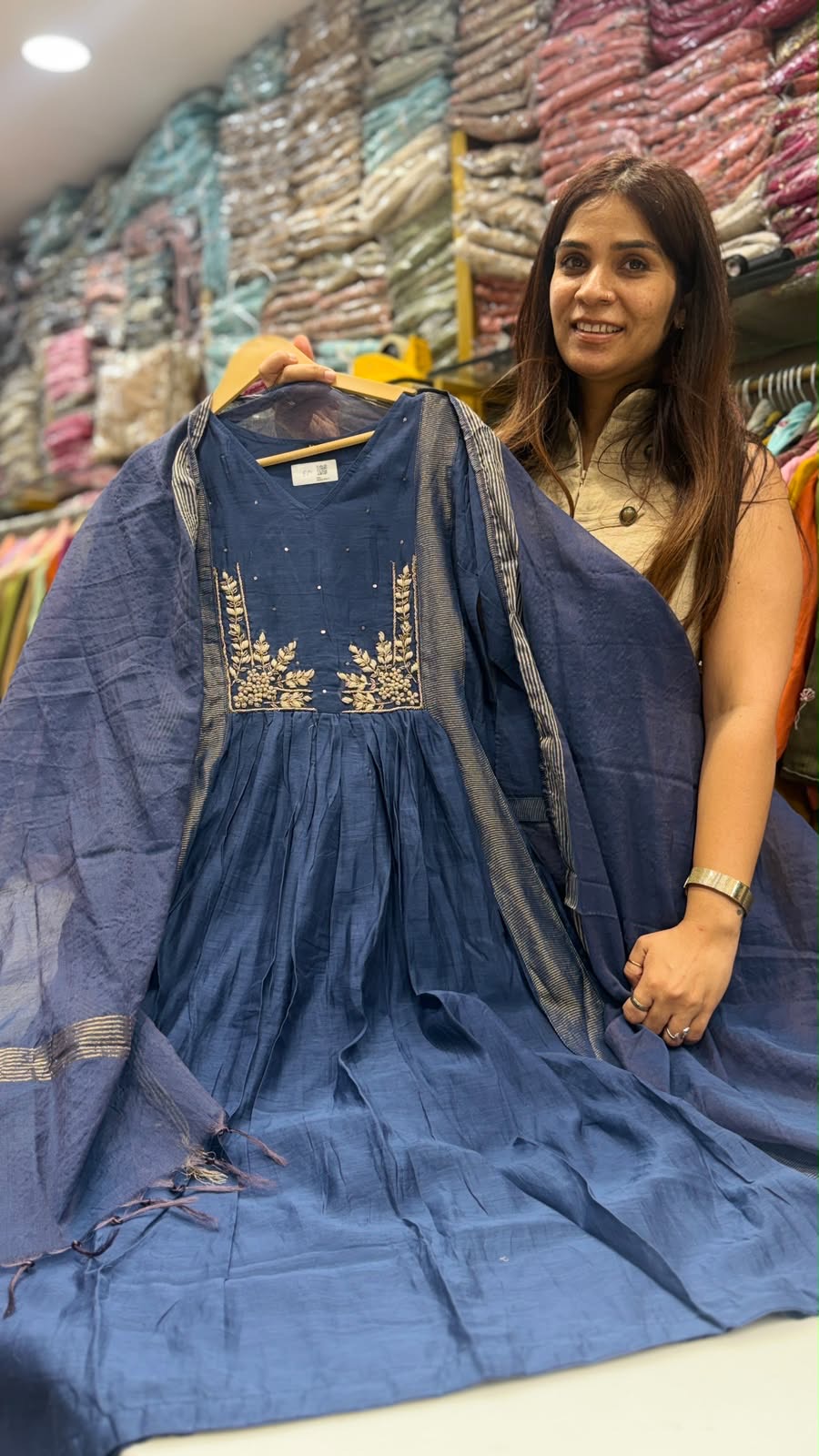 Saanjh-e-Noor Mul Chanderi - Luxe