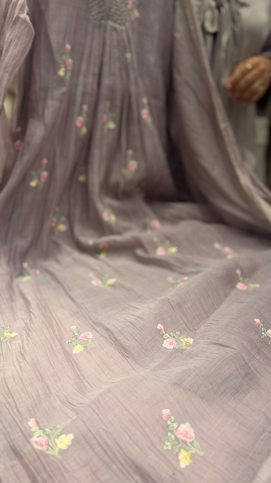 Misted Rose Mul Chanderi Suit Set
