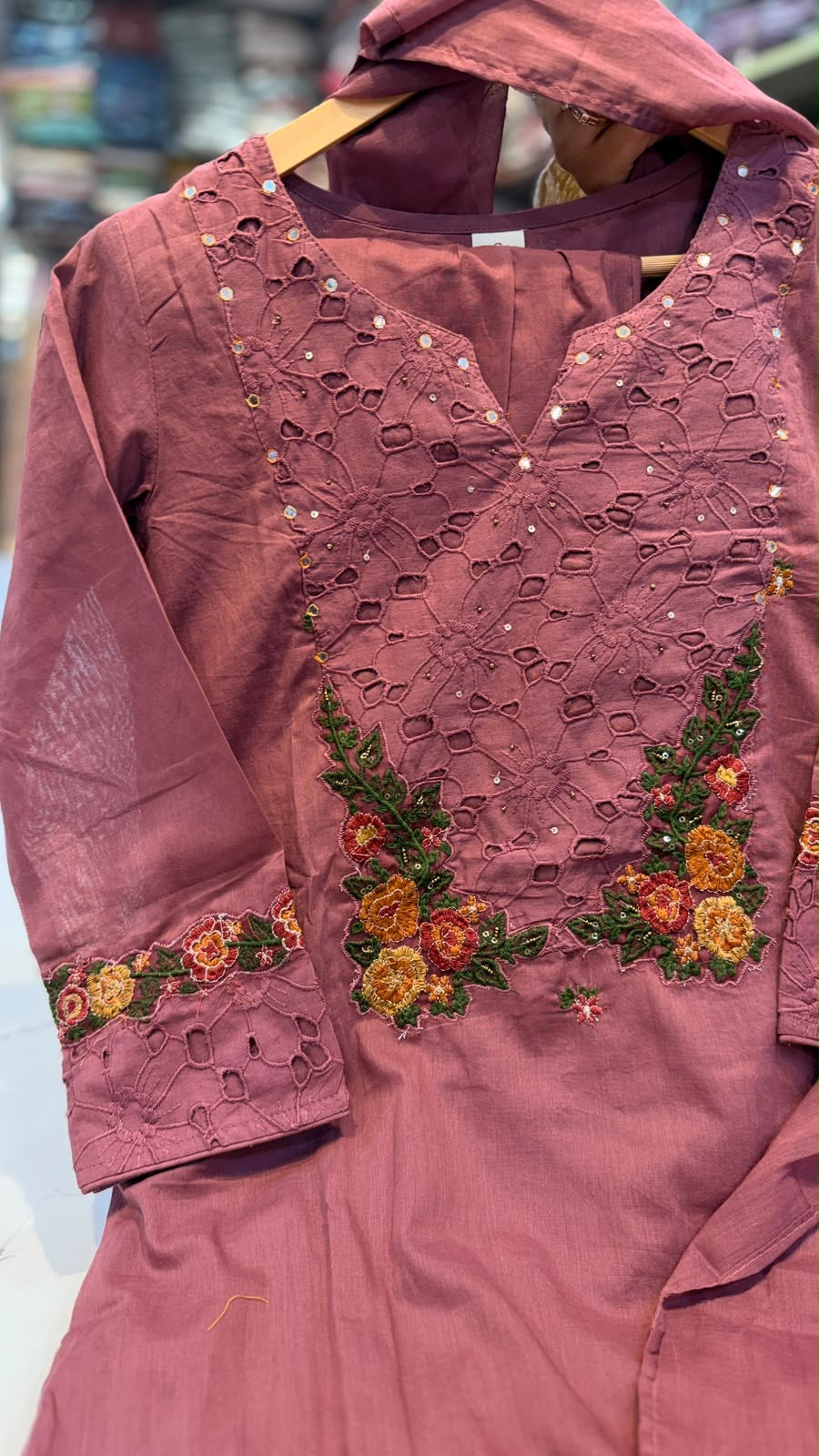 Floral Cutwork Embroidered Suit Set