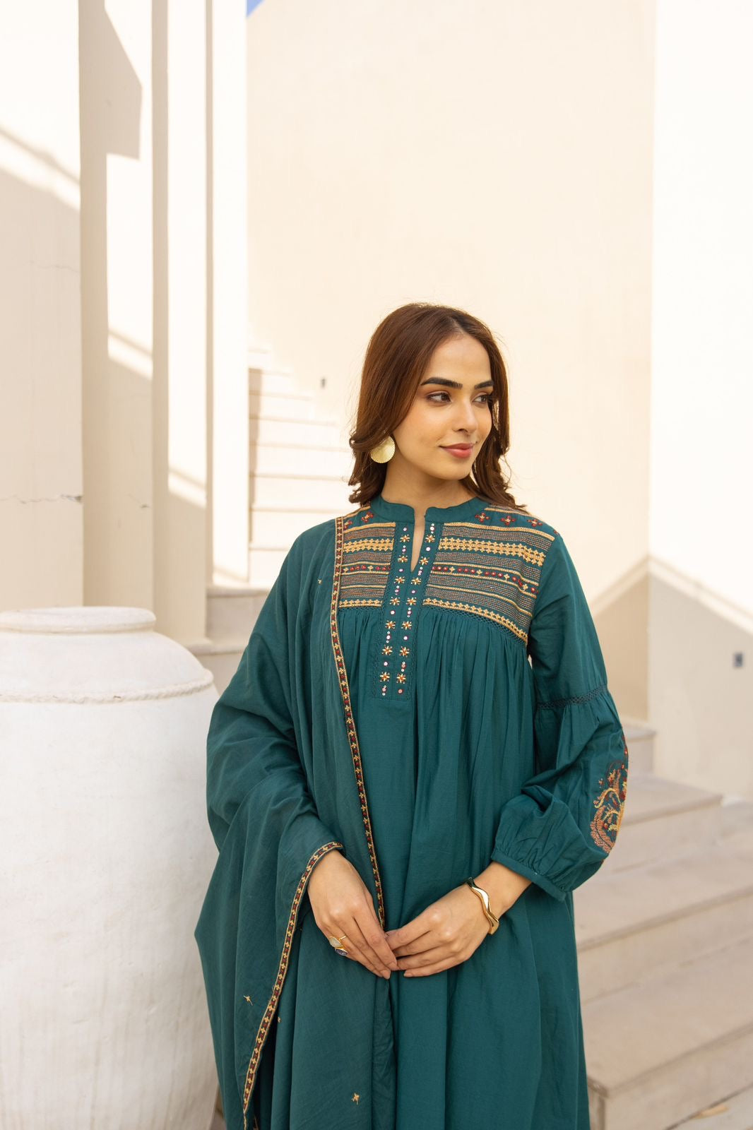 Emerald Grace Embroidered Suit Set