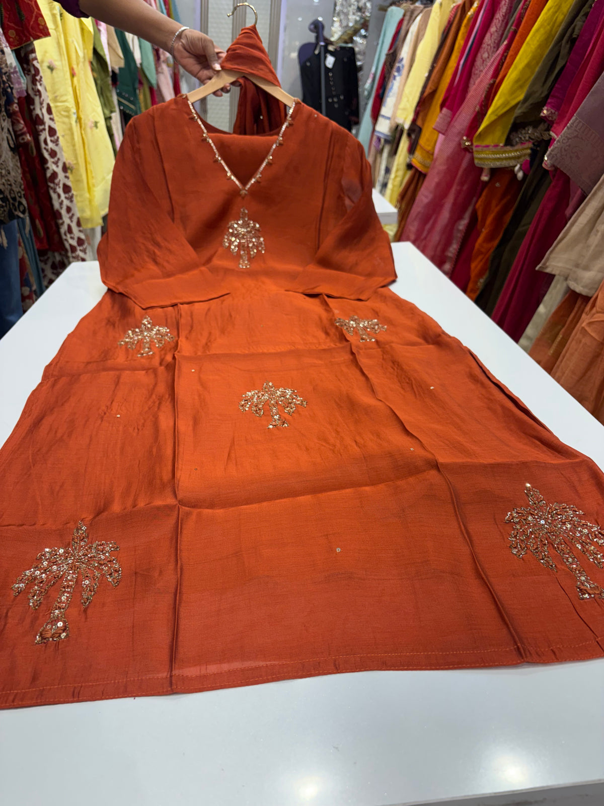 Rust, Set in Gold – Dola Silk Suit Set ⭐