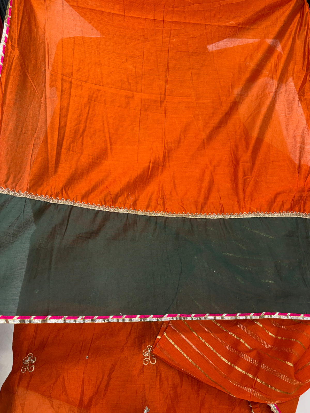 The Angrakha in Ember – Mul Chanderi Suit Set ⭐