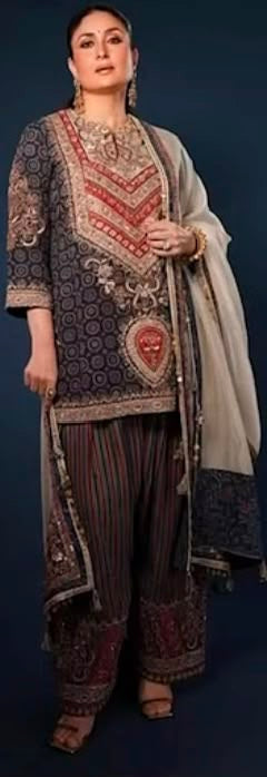 The Ajrak Afterglow – Embellished Suit Set — Kareena Inspired