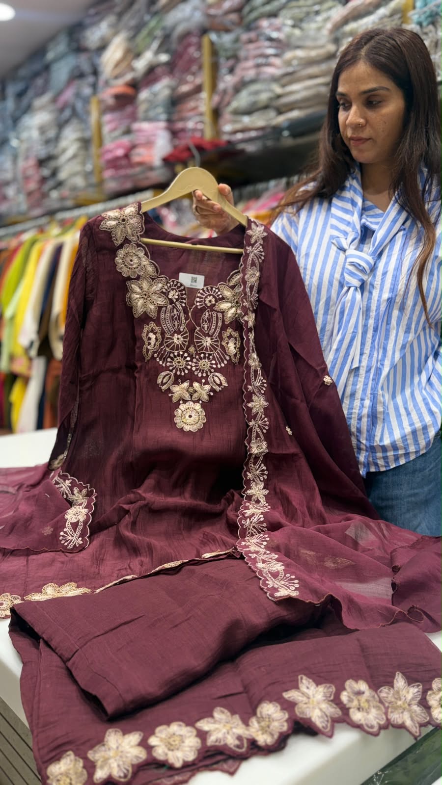 The Burgundy Heirloom— Mul Chanderi Royale