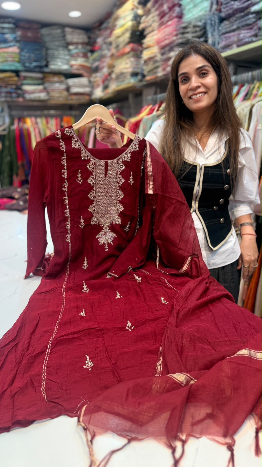 A Touch of Gilded Romance – Embroidered Festive Suit Set