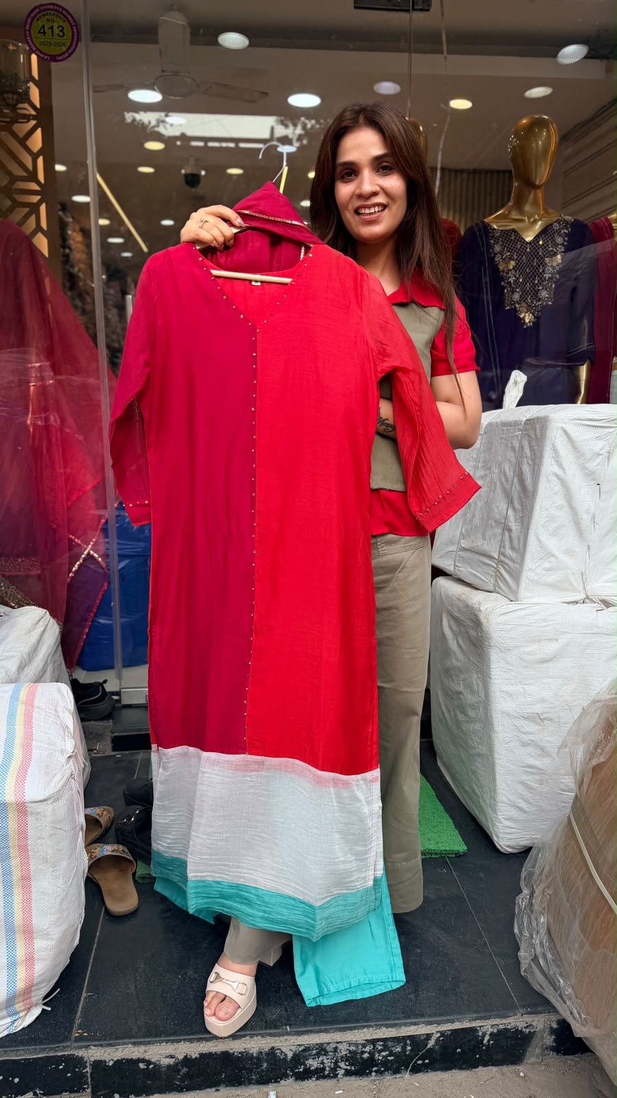 Colour Block, Done Right – Mul Chanderi Suit Set ⭐