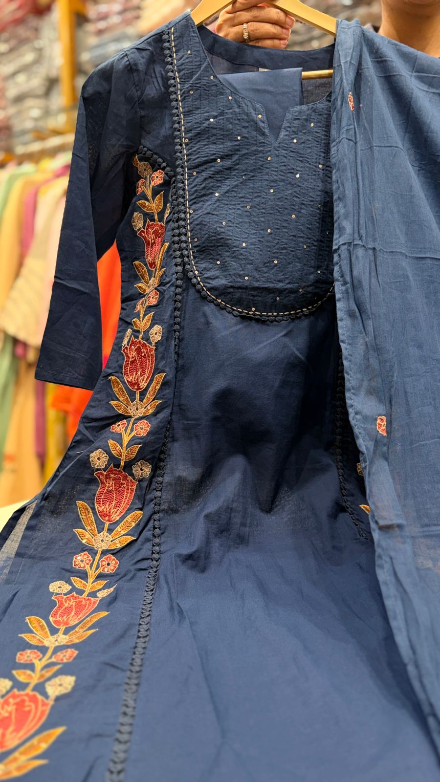 Midnight Blue Embroidered Suit Set