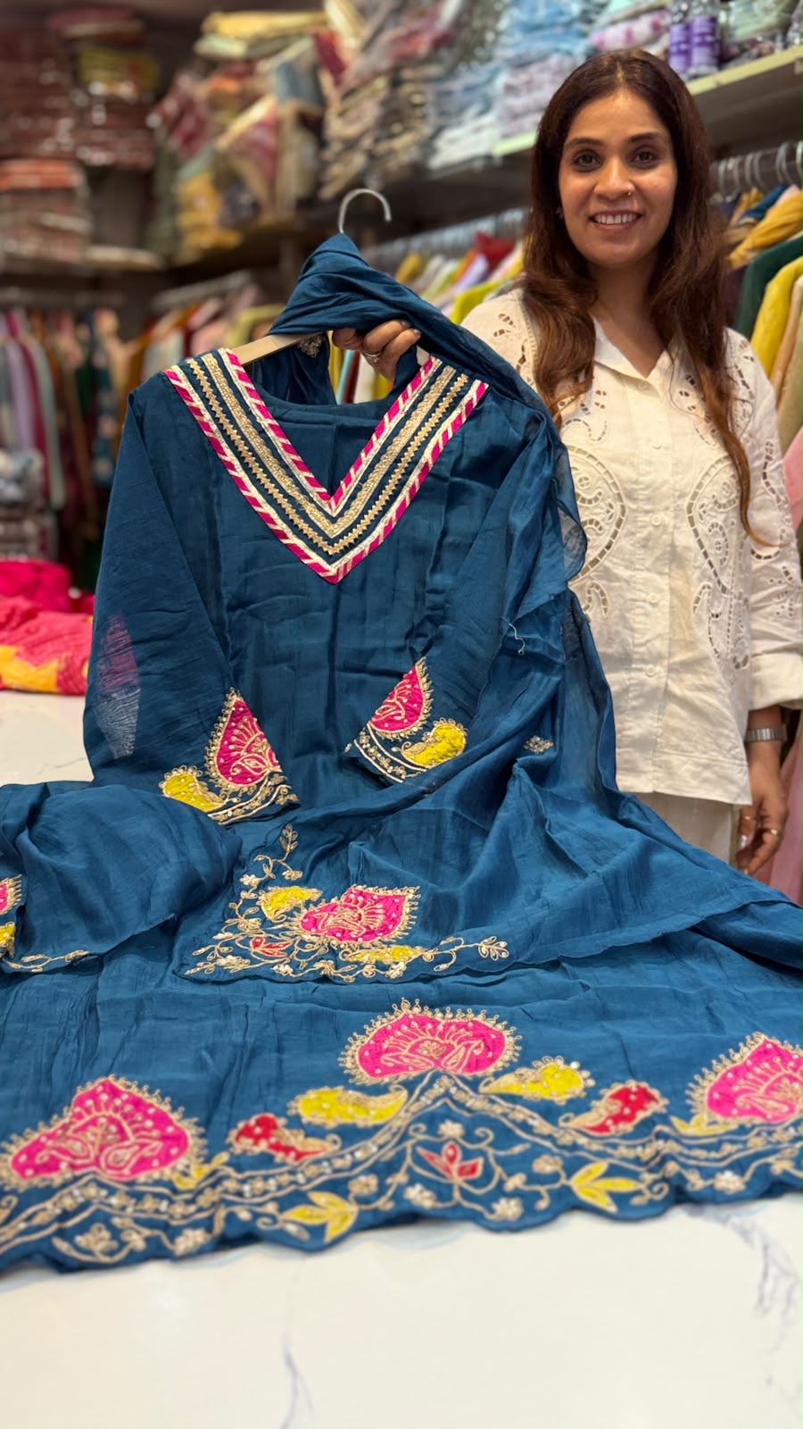 Paisleys in High Society – Mul Chanderi Suit Set