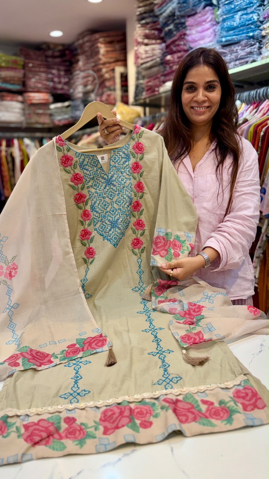 Roses Found Their Geometry – Embroidered Suit Set