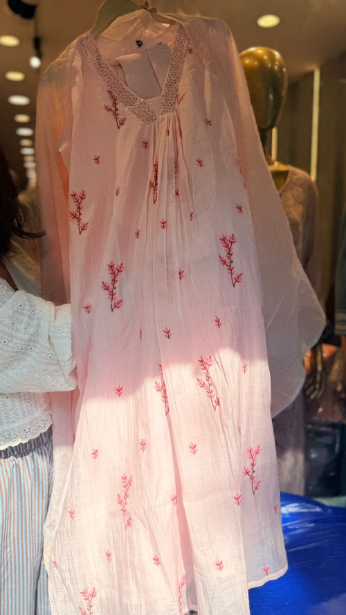 Pink Mist Mul Chanderi ~ Luxe