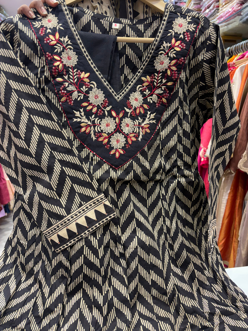 The Chevron Canvas – Printed Flared Anarkali